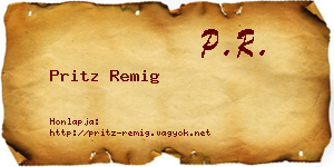 Pritz Remig névjegykártya